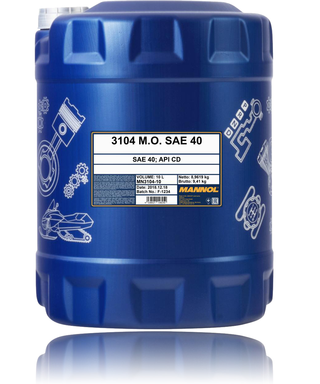 10L Mannol M.O. SAE 40 Motoröl API CF/ MIL-L 2104 Einbereichsöl mit